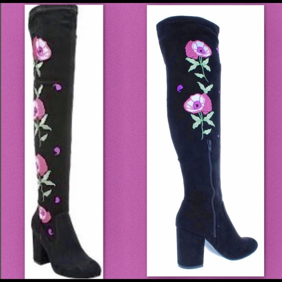 Carlos Santana Shoes - CARLOS SANTANA FLORAL EMBROIDERED OTK BOOT